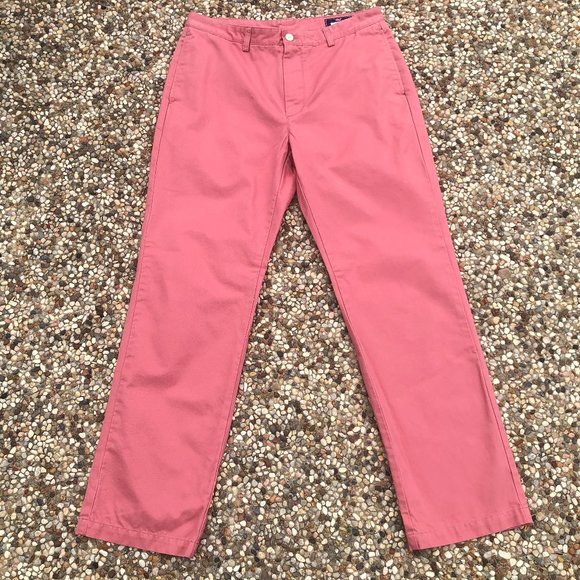 salmon pink chinos